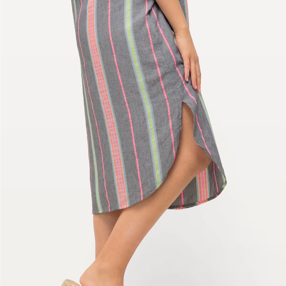 NWT Ulla Popken Womens Striped Kaftan Beach Vacation Cotton Dress Size 20/22 - Picture 3 of 15